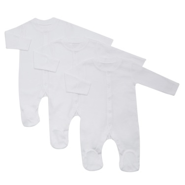 Baby White Sleepsuits - 3 Pack